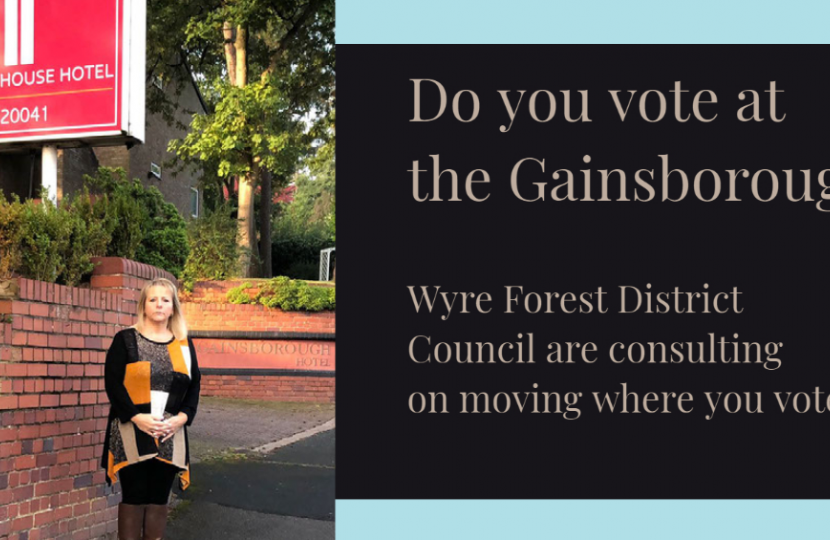 Tracey Onslow outside Gainsborough Hotel Polling Station